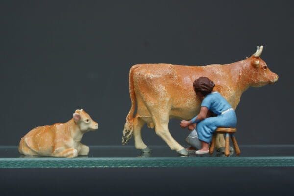 SOLD Herald Jersey Cow, Calf & Girl Milking - Great Condition!