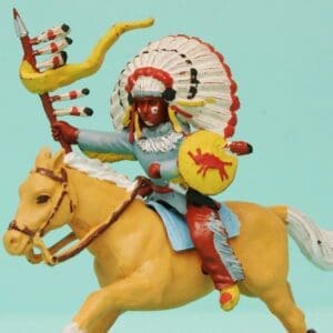 SOLD Herald Mounted Indian Chief with shield and spear - VNM
