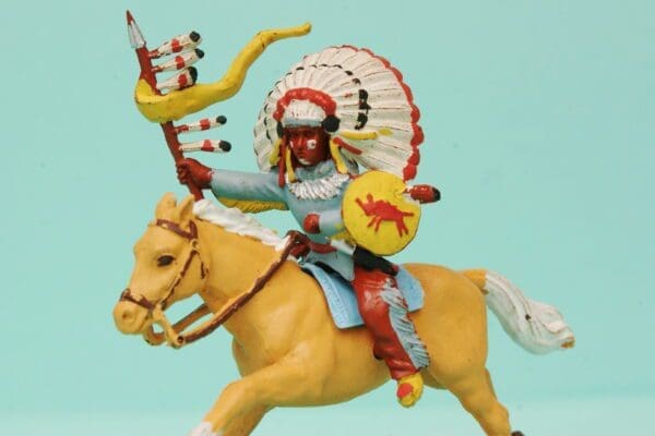 SOLD Herald Mounted Indian Chief with shield and spear - VNM