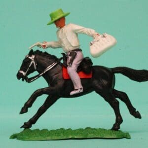 SOLD Timpo 1st Series Mounted Bank Robber - Big Hat LIME