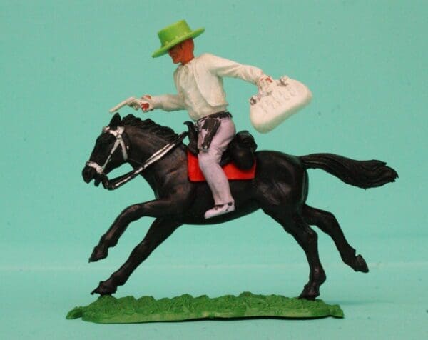 SOLD Timpo 1st Series Mounted Bank Robber - Big Hat LIME