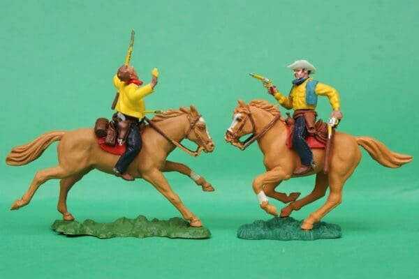 SOLD Swoppet Mounted Cowboys - Two-gun & Wounded