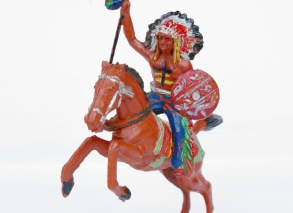 SOLD VP Mounted Indian with Banner on Leaping Horse