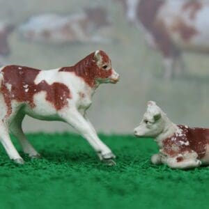 SOLD Herald Spray-Painted Ayrshire Calves - TEXTURED Plastic