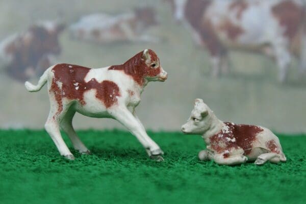 SOLD Herald Spray-Painted Ayrshire Calves - TEXTURED Plastic