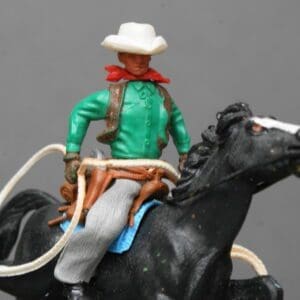 Swoppet Mounted Cowboy with Lasso (2nd Issue) - GREEN Torso