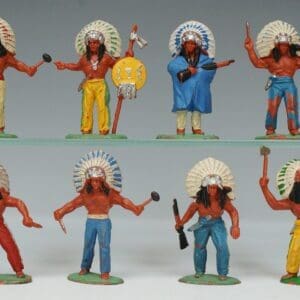 SOLD Timpo Solid Plastic Indians x 8 - Great Condition!