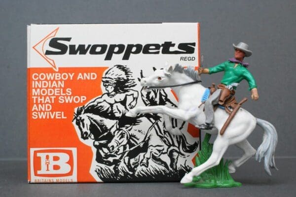Swoppet Mounted Cowboy Knife-fighter - WHITE Horse