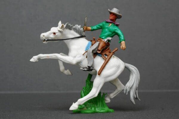 Swoppet Mounted Cowboy Knife-fighter - WHITE Horse - Image 3