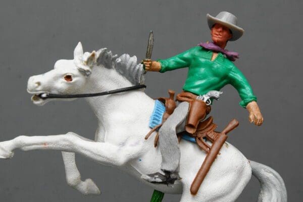 Swoppet Mounted Cowboy Knife-fighter - WHITE Horse - Image 4