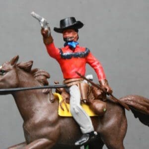 SOLD Swoppet Mounted Cowboy Firing - RED Torso