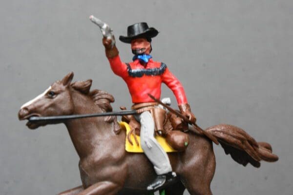 SOLD Swoppet Mounted Cowboy Firing - RED Torso