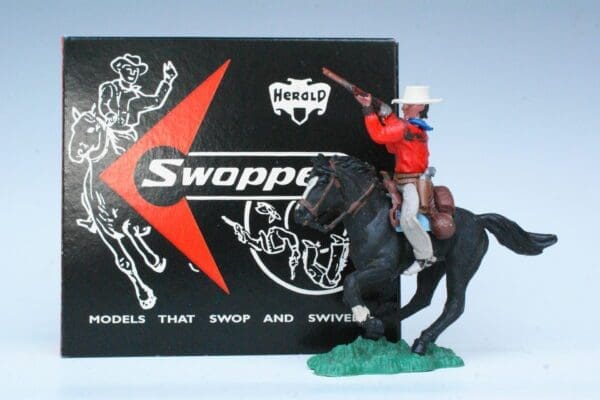 SOLD Herald Swoppet Cowboy Firing Rifle Mounted
