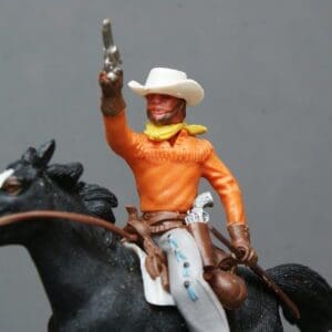 Swoppet Mounted Cowboy Firing - WHITE Hat