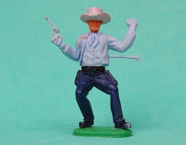 SOLD Timpo 1st Series Wounded Cowboy - LIGHT BLUE Torso