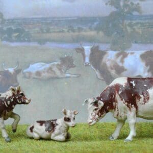 SOLD Herald Ayrshire Cow & Calves - Spray-painted!