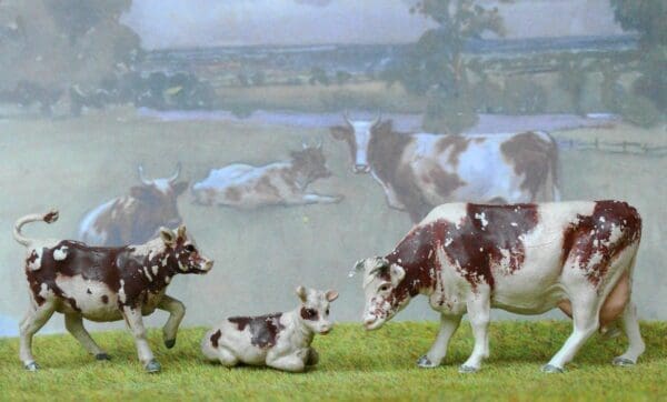 SOLD Herald Ayrshire Cow & Calves - Spray-painted!
