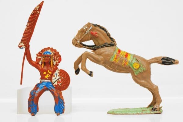 SOLD Speedwell Mounted Indian with Banner - Leaping Horse