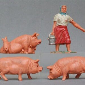 SOLD Timpo Farm Milkmaid and Pigs - Set of 4 Pieces