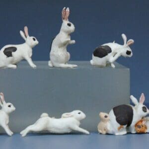 SOLD Herald Loose Set of 6 White Rabbits