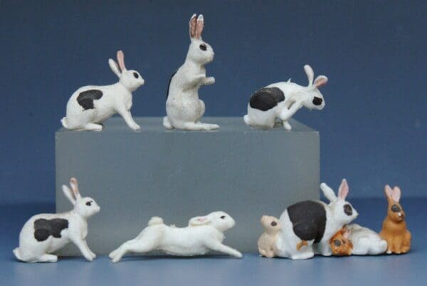 SOLD Herald Loose Set of 6 White Rabbits