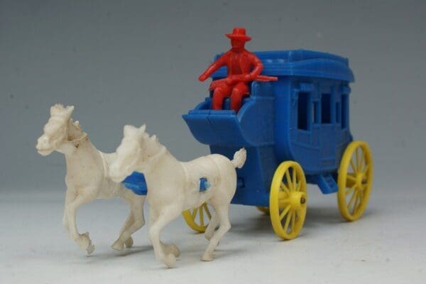 SOLD Poplar Plastic 45mm Wild West Stagecoach - BLUE
