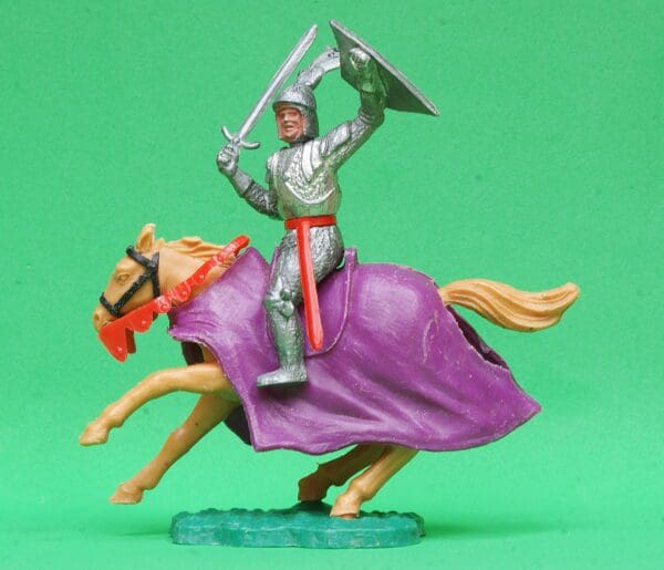Timpo Mounted Silver Knight with Scarce PURPLE Caparison