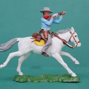Swoppet Cowboy Firing Rifle Mounted Early LIGHT BLUE Torso