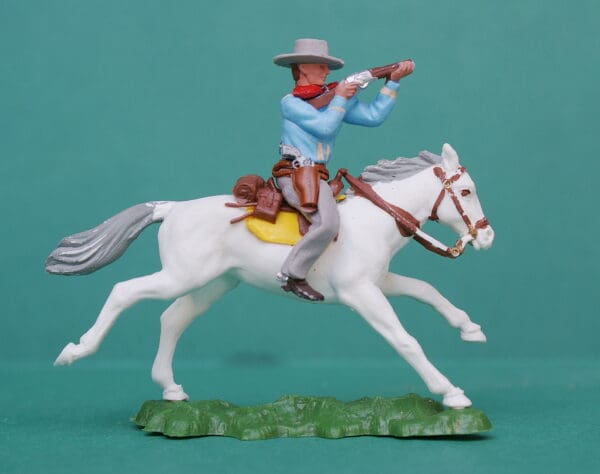 Swoppet Cowboy Firing Rifle Mounted Early LIGHT BLUE Torso