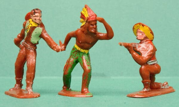 Hilco Early Plastic Cowboys and Indians - Set of 3 Figures