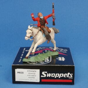 Herald Swoppet Mounted Cowboy Wounded by Arrow (+Repro Box)