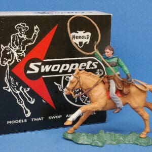 Herald Swoppet Mounted Cowboy with Lasso (+Repro Box)
