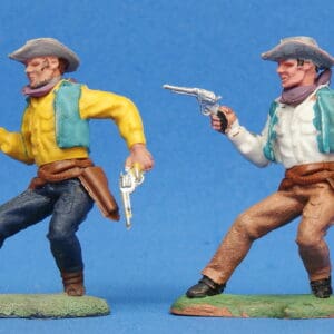 Herald Swoppet Pair of Cowboys Firing Twin Guns