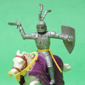 Timpo Mounted Silver Knight with Scarce PURPLE Blanket