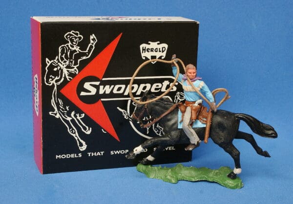 Herald Swoppet Mounted Cowboy with Lasso (LIGHT BLUE Torso) - Image 2