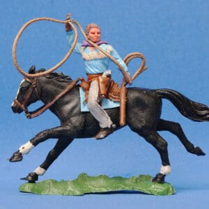 Herald Swoppet Mounted Cowboy with Lasso (LIGHT BLUE Torso)