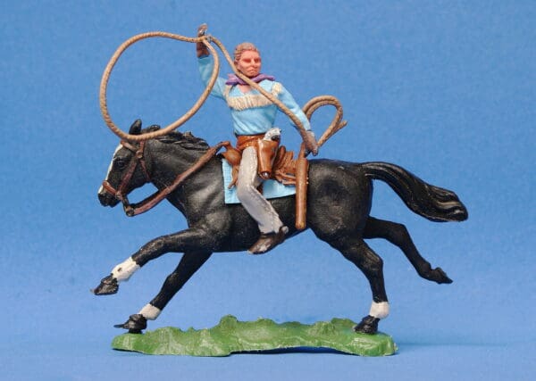 Herald Swoppet Mounted Cowboy with Lasso (LIGHT BLUE Torso)