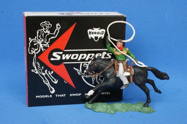 Herald Swoppet Mounted Cowboy with Lasso (GREEN Torso) - Image 2