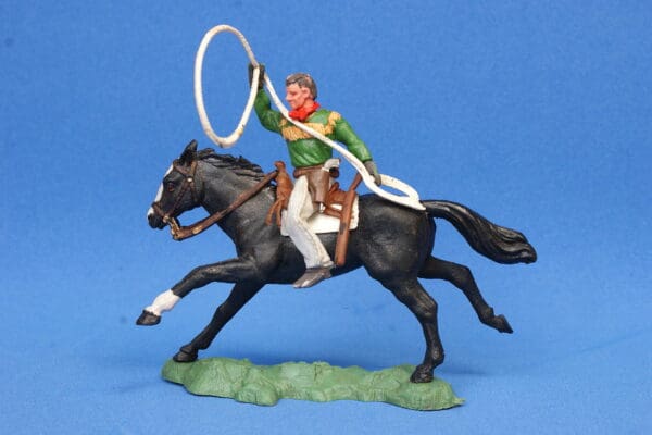 Herald Swoppet Mounted Cowboy with Lasso (GREEN Torso)