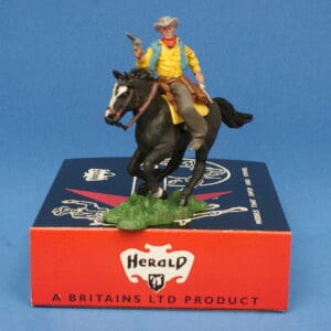 Herald Swoppet Mounted Cowboy Firing Twin Guns (YELLOW Torso)