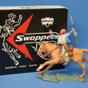 Herald Swoppet Mounted Cowboy Wounded by Arrow (LIGHT BLUE Torso)