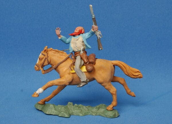 Herald Swoppet Mounted Cowboy Wounded by Arrow (LIGHT BLUE Torso) - Image 4