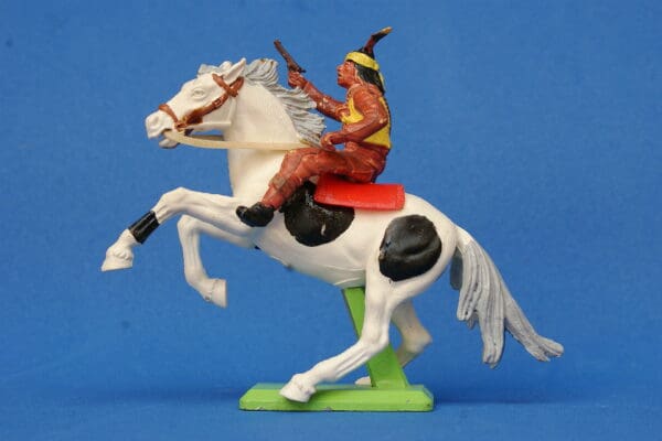 Deetail Mounted Apache - Rearing Pinto Piebald Horse