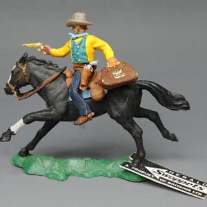Herald Swoppet Mounted Cowboy Bank Robber + Shop Tag
