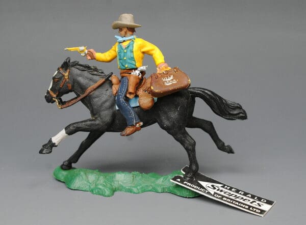 Herald Swoppet Mounted Cowboy Bank Robber + Shop Tag