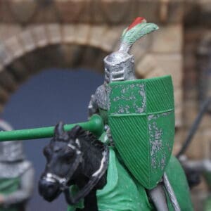 Timpo Solid Plastic Medieval Knights, Mounted & Foot (GREEN)