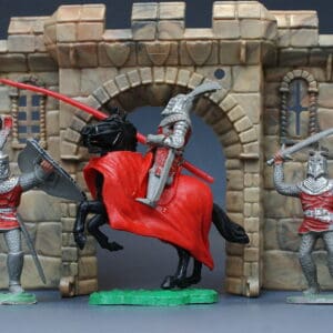 Timpo Solid Plastic Medieval Knights, Mounted & Foot (RED)