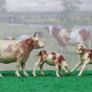 Herald 'Zang' Ayrshire Standing Cow & Calves - Spray-painted