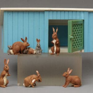 Britains Livestock Buildings: Rabbit Hutch with Brown Rabbits