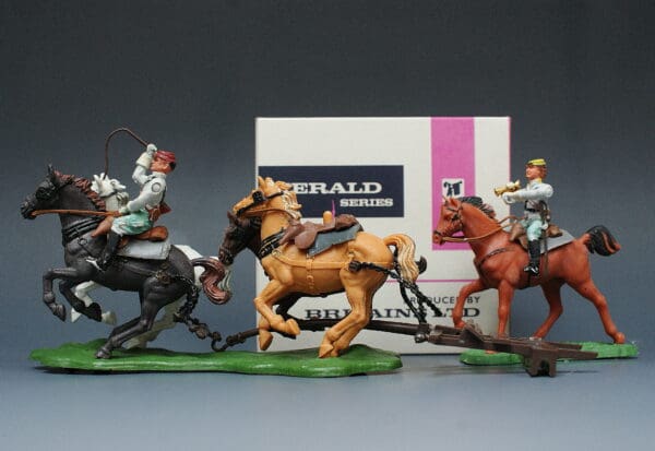 Britains ACW Confederate Limber Frame, Horse Team & Bugler